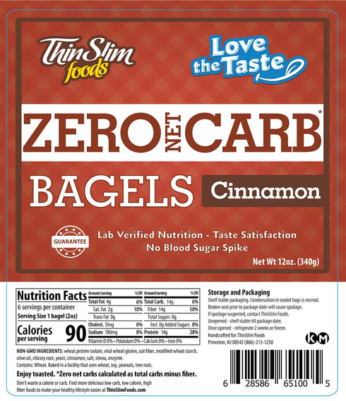 4 Pack (6 Pack) ThinSlim Foods Keto Bagels | Keto Bread Alternative | Low Carb Cinnamon, Zero Net Carb Bagels Per