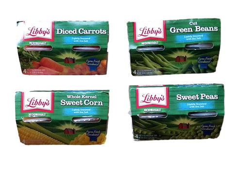 Diced Carrots, Cut Green Beans, Whole Kernel Sweet Corn, Sweet Peas -
