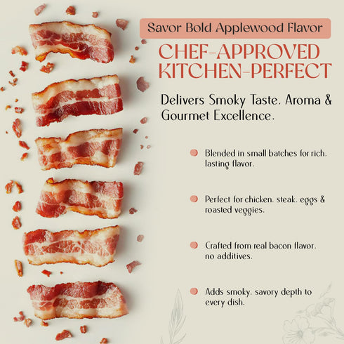 4oz Collected Foods Premium Applewood Smoked Bacon Salt Seasoning All-Natural, Gluten-Free, Non-GMO | Flavored Salt