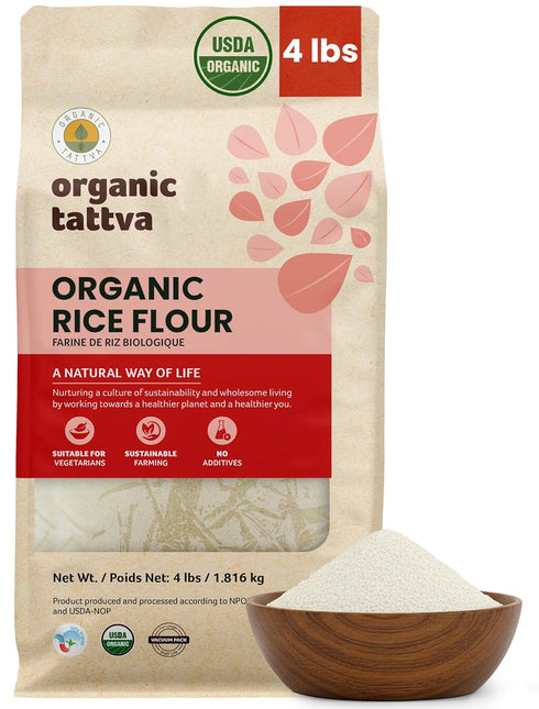 Organic Tattva White Rice Flour (4 lbs) - Indian Organic Rice Flour
