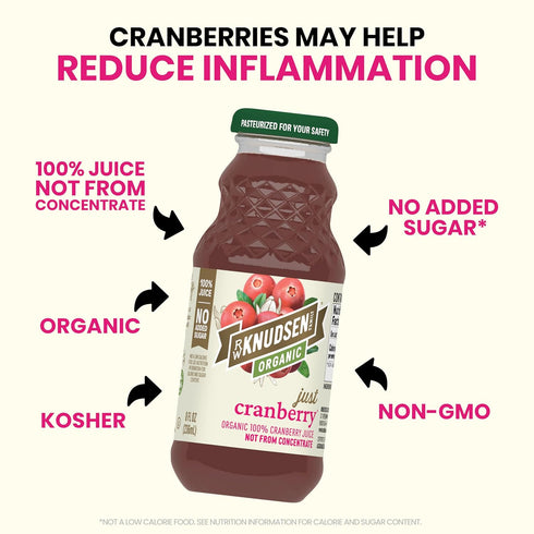8 oz (12 Pack) R.W. Knudsen Organic Just Cranberry Juice, fl