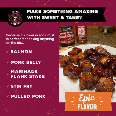 14.6oz (2-Pack) Sauce Goddess - Sweet & Tangy Marinade and Mop Sauce - BBQ Sauce for Pulled Pork, No MSG, Tangy Apple