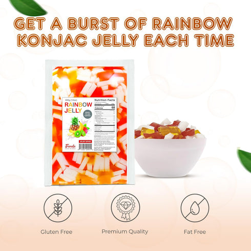 400g(Pack 1) Fanale Coconut Jelly Topping nata de coco for Bubble Tea | Rainbow Konjac Jelly Topping for Boba Tea