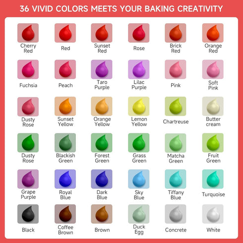 36 6ml/bottle Cakestar Food Coloring Liquid, Vibrant Food Coloring for Slime, Upgraded Food Dye Concentrated Neon Food