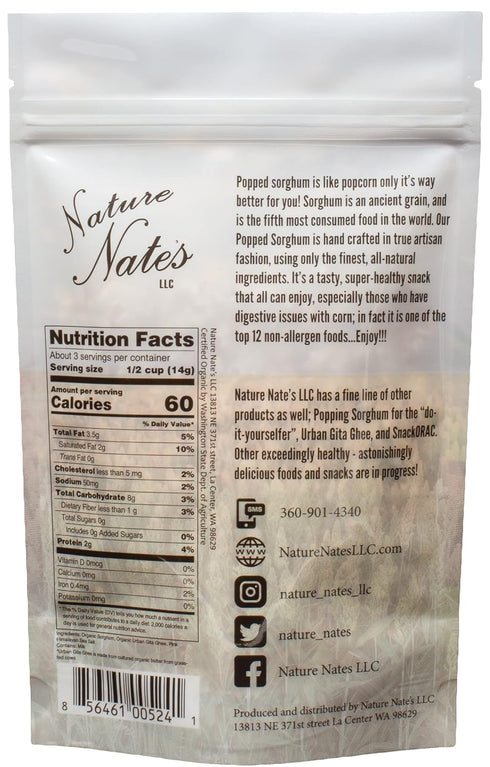Smilo 1.7 (Pack 6) Nature Nates Popped Sorghum, Ghee Butter - Keto & Gluten Free, Healthy Snacks, Better Than Popcorn