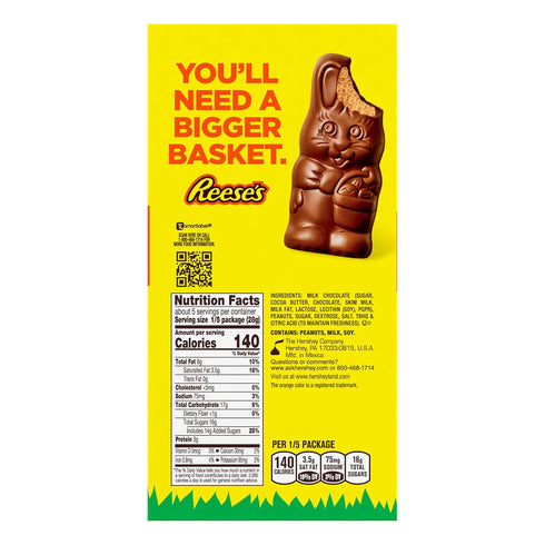 5 oz REESE'S Milk Chocolate Peanut Butter Bunny Candy, Easter, Gift Box