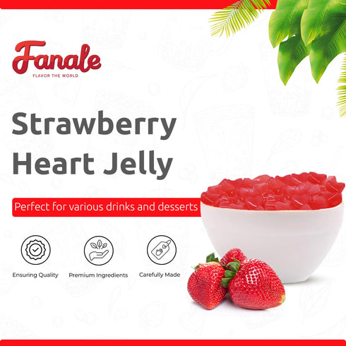400g(Pack 1) Fanale Coconut Jelly Topping nata de coco for Bubble Tea | Strawberry Heart Jelly Topping for Boba Tea