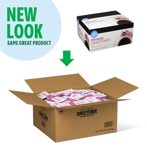 1000 Count Amazon Brand - Happy Belly Zero Calorie Pink Saccharin Sweetener, (Previously Sugarly Sweet)