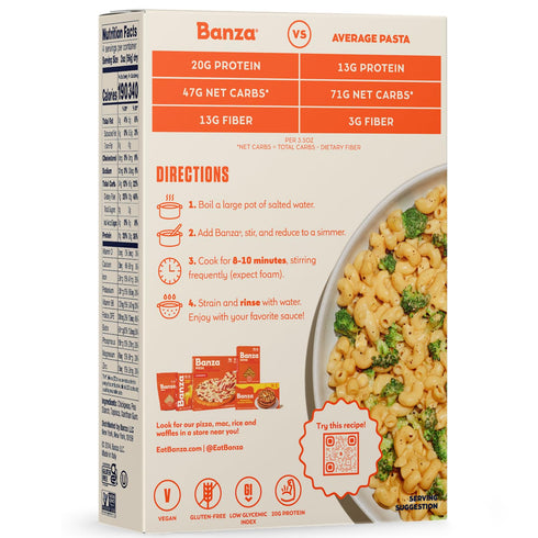 Elbows Elbows 8oz Banza Pasta from Chickpeas - Gluten Free, High Protein, and Lower Carb Protein Chickpea Pasta