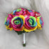 Silk Rainbow Rose Wedding Bouquet Boutonniere (A)