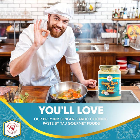 TAJ Gourmet Foods 750g (1.65lbs) TAJ Ginger Garlic Paste Cooking Paste | Gluten & Vegan Friendly