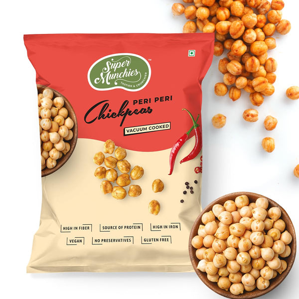 SUPER MUNCHIES Vacuum Cooked Chickpeas, Protein Source, High in Iron, High in