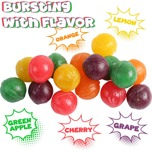 4 Hard Candy Fruit Balls - Pounds - Fruity Sour Balls - Classic Hard Candies for Office, Desk, Calssroom - Colorful