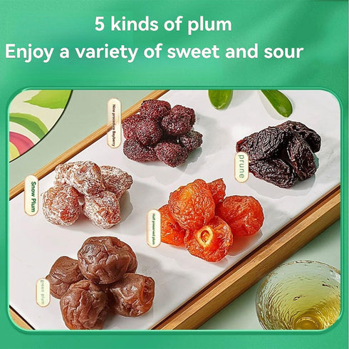 TEAERPKLAE 10.58oz/300g. Five types mixed with fruit at Snowflake green plum, Yangmei, Ximei, semi dried plum, green
