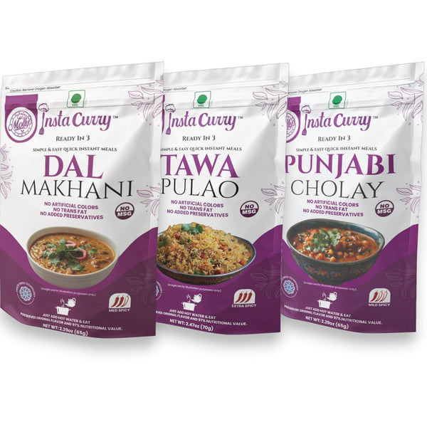 Insta Curry Pack of 3 Tawa Pulao, Punjabi Choley & Dal Makhani