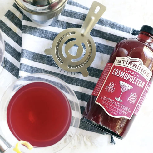 Pack 750ml 90 Stirrings Cosmopolitan Cocktail Mix Bottle - Real Juice No Preservatives - Calories - Drink Mixer