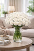 50 FlowerPrime White Carnations - Fresh Natural Cut Flowers