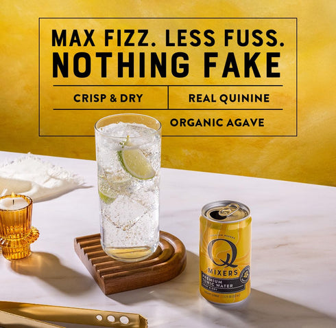 45 7.5 oz (Pack 24) Q TONIC WATER with Real Quinine & Organic Agave - Ideal for Cocktails & Mocktails - Made with Real