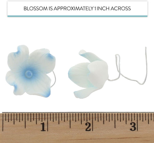 36 Count Global Sugar Art Hydrangea Blossom Sugar Cake Flowers, White with Blue - Wired- by Chef Alan Tetreault