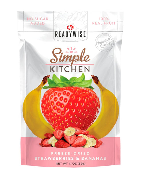 READYWISE - Simple Kitchen, Freeze-Dried Strawberries & Bananas, Pack of 1, Vegetarian,