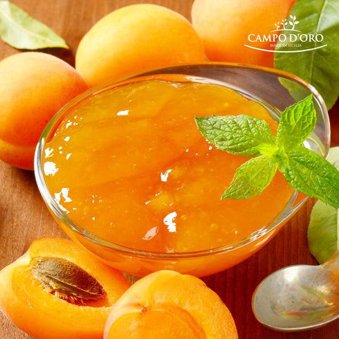 100% 12 oz (340g) Campo D'Oro Sicilian Apricot Jam Italian Marmalade Real Fruit No Additives Apricot Preserve Made from