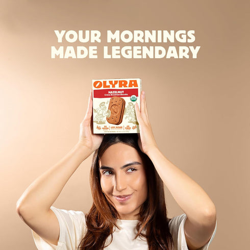 24 Packs Olyra Hazelnut Cocoa Sandwich Breakfast Biscuits, Healthy Snacks for Adults and Kids, Low Sugar, High Fiber