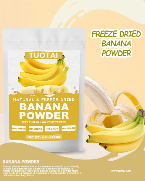 TUOTAI Powder,4 Nature Banana Fruit Ounces,Freeze Dried Banana Powder for Cake, Drinks and Baking Food