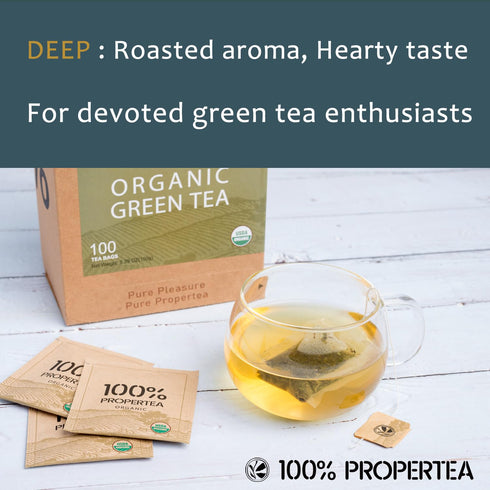 100% Bags,100 Count, Propertea Organic Green Tea Individually Wrapped, Rich in AntioxidantsHot