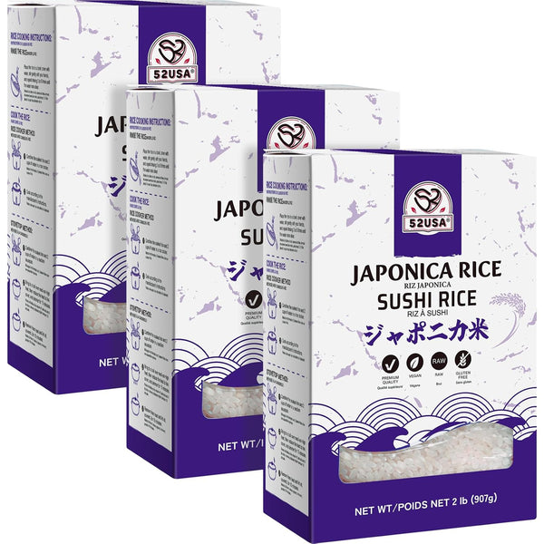 52USA Sushi Rice 2 Pound (Pack of 3), Premium Short Grain Rice