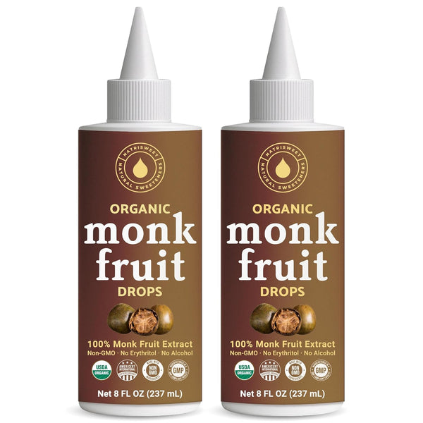 Organic Monk Fruit Liquid Sweetener Drops, 100% Pure Extract, Zero Sugar &