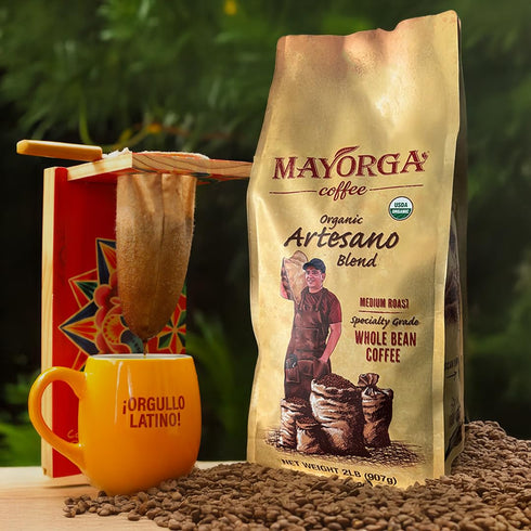 2lb 100% Mayorga Organic Coffee Artesano Blend - Medium Roast Whole Bean Coffee Speciality Grade, Arabica, Slow