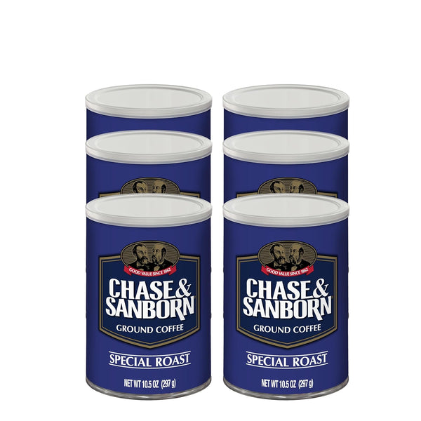 CHASE & SANBORN Coffee, Special Roast Ground Coffee, Medium Roast, 10.5oz Can, Pack of 6