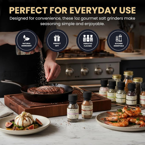 20 Pack Set, Gourmet Salt Sampler Collection - Premium Seasoning Gift Includes Truffle, Smoked, Garlic, Merlot