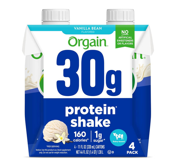 ORGAIN Vanilla Bean Protein Shake 4pk, 11 FZ