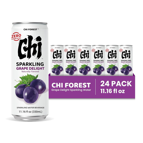 0 0 11.16 oz* 24 CHI FOREST Grape Delight sparkling water, Sugar Carolies, fl