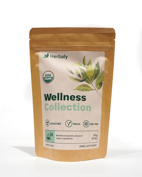 70 28 Count (Pack 1) Herbaly Wellness Collection Organic Herbal Ginger Tea, g, Bag
