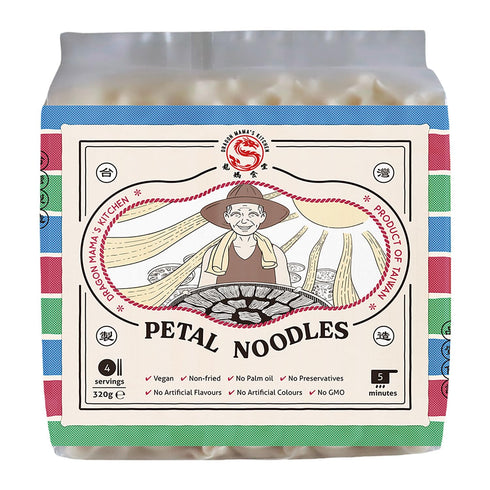 DRAGON MAMA'S KITCHEN Taiwanese Petal Noodles - 320g | Vegan Non-fried No