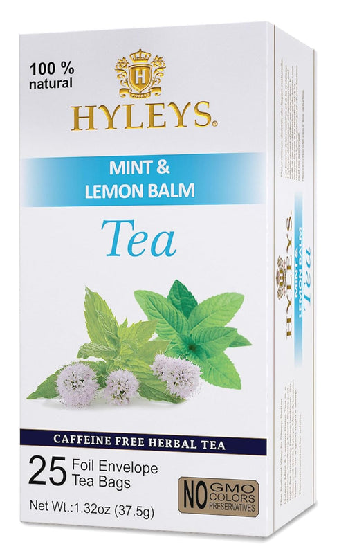 Hyleys Sleep Lemon Balm Herbal Tea - Relaxing Evening Blend, Caffeine-Free, 25 Tea Bags
