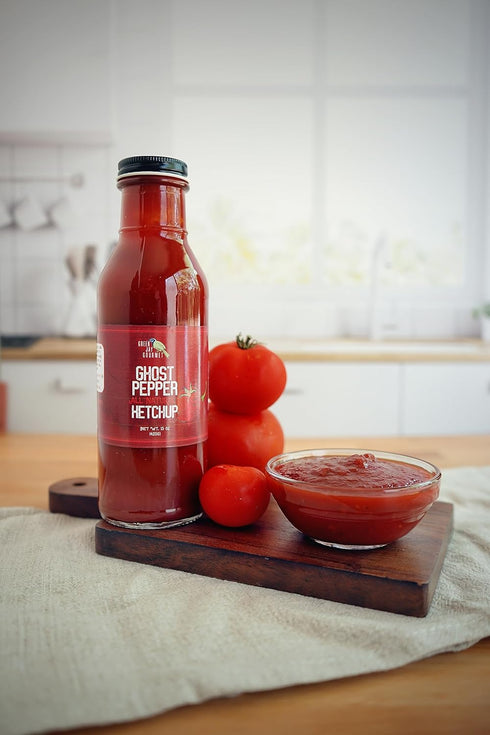 15 Green Jay Gourmet Ghost Pepper Spicy Ketchup - All-Natural Tomato Ketchup w/Tomato Paste, Real Ghost Peppers