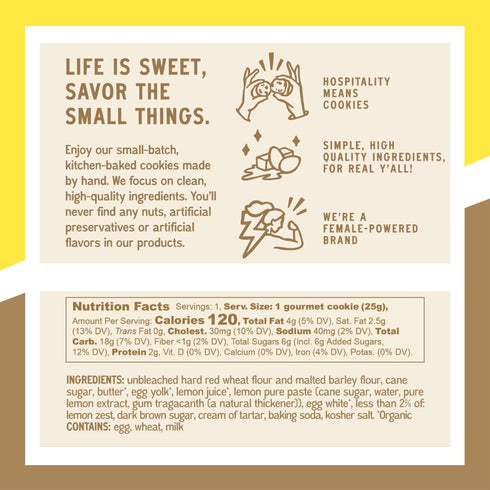Packs, 6-Pack Bell's Reines Lemon Cookies, Soft Gourmet Small Batch, Healthy Snacks, Bakery Fresh Single Snack