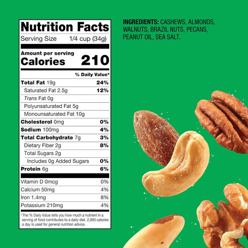 (1-Pack) 36oz Emerald Salted Deluxe Mixed Nuts | Resealable Bulk Bag | Features Cashews, Almonds, Walnuts, Brazil Nuts