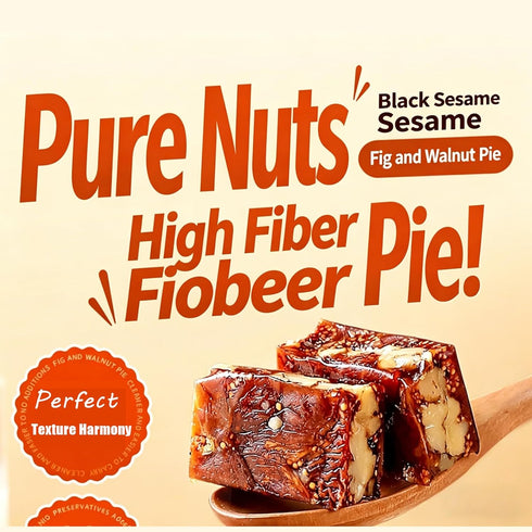 Packaged 250g/8.8oz (3 Fig and Walnut Two in One, Fig Walnut Black Sesame Pie, Nutritious Nut Snack,Traditional