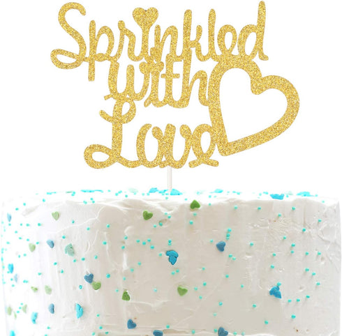 Sprinkled With Love Cake Topper for Welcome Baby, Hello World, Gender Reveal Party Decorations