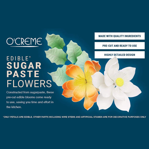 6 Inch, Set 3 O'Creme Peony Gumpaste Sugar Flower of White - Edible Flowers for Cake Decorating - Sugar Paste Flower