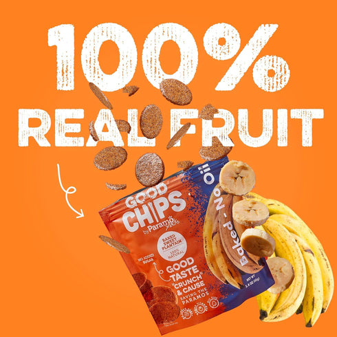 1.4 oz Pack 12 Baked Sweet Plantain Crisps by GOOD CHIPS! Crispy, Crunchy, Oil-Free, Healthy Maduritos - bags