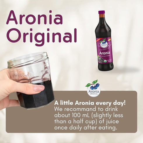 23.7 Oz 100% Aronia Original Organic Aronia Berry Juice Fl - Pure Chokeberry Juice, Not from Concentrate, Amber Glass