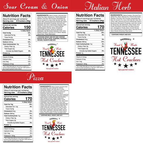 7 Pack (6oz Sherman's Tennessee Hot Crackers, Bundle each) Spicy Gourmet Snack Crackers