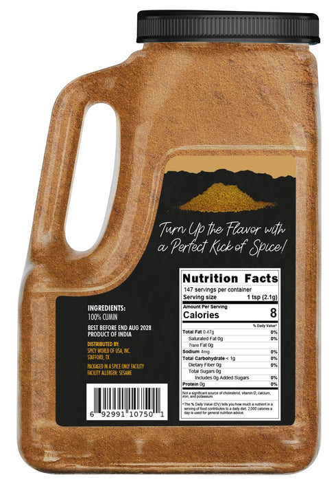 Spicy World 5 LB Cumin Powder Bulk Jar - All Natural, Gluten Free, Jeera Ground Cumin Seeds, Bulk Spice by