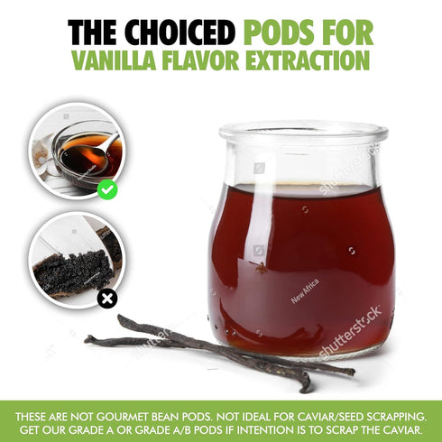 25 Organic Madagascar Vanilla Beans Grade B - Certified USDA Organic, 5"-7" Bulk by FITNCLEAN VANILLA