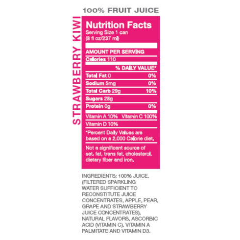 100% 8oz 24) Envy Sparkling Fruit Juice, Strawberry Kiwi (Case